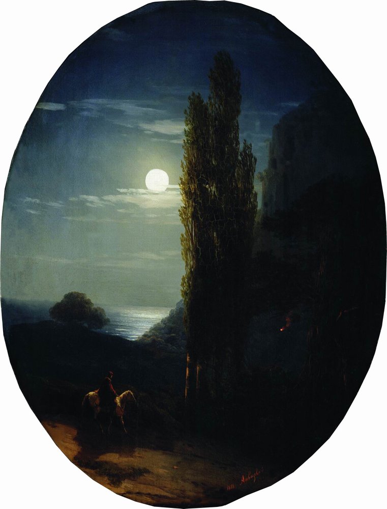 Лунная ночь. Всадник. 1858. Дерево, масло. 36x27 см. Национальная галерея Армении, Ереван.jpg
